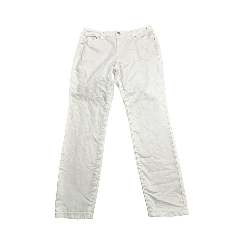 d.jeans Pants Womens 10P‎ White Straight Leg Denim Stretch Casual Classic